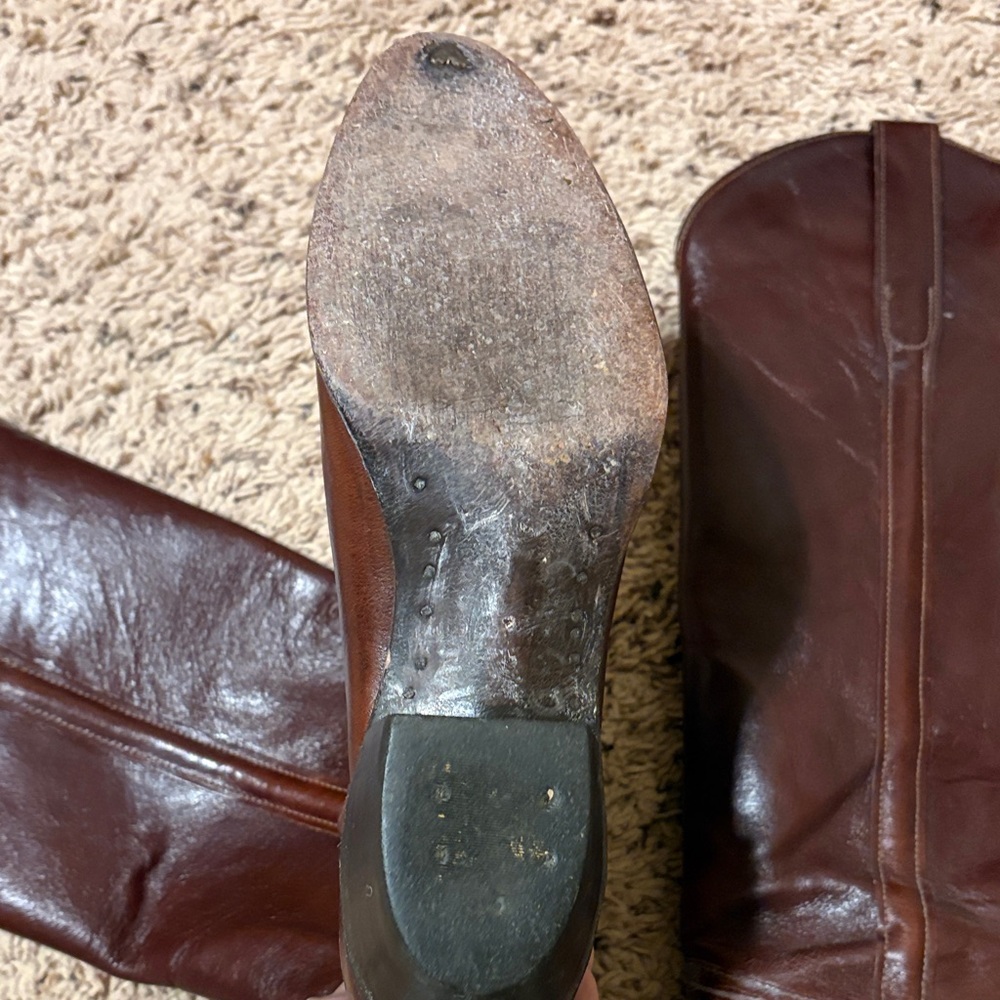 Tony Lama Chestnut Leather Heeled Boots - Picture 6 of 10